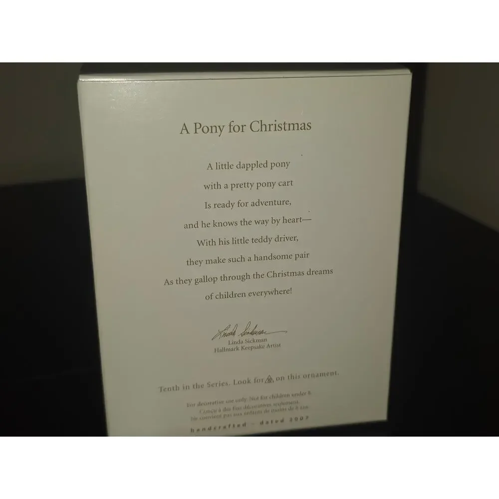 Hallmark Keepsake Holiday Ornament - A Pony for Christmas -‎ 2007 - NIB